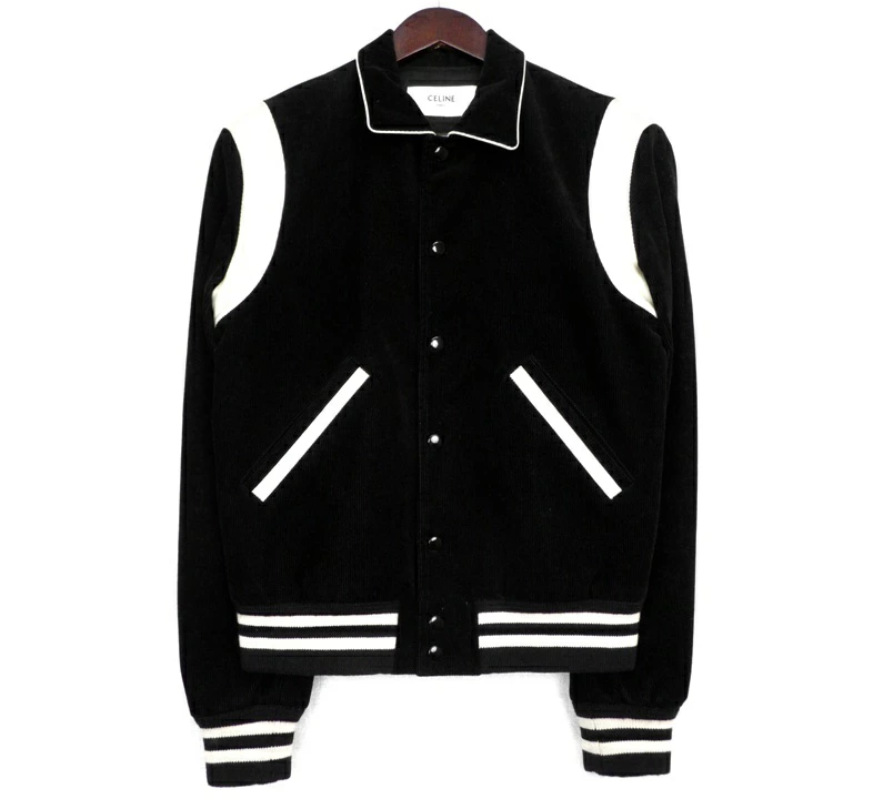 CELINE セリーヌ 19AW サテン生地 切り替えし コーデュロイ テディ ジャケット