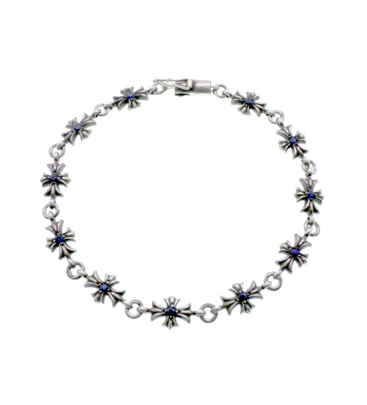 CHROME HEARTS クロムハーツ タイニーE CHプラス PAVE サファイア シルバー ブレスレット