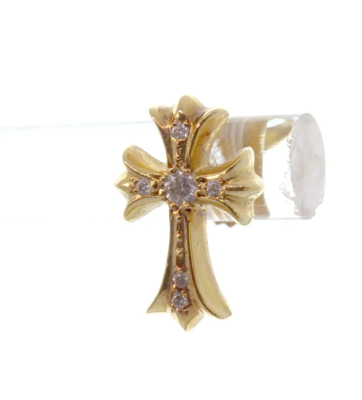 CHROME HEARTS クロムハーツ CH クロス ファット スタッド PAVE ダイヤ ゴールド ピアス