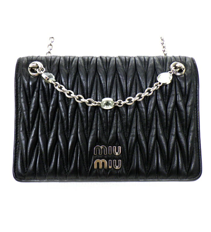 miumiu ミュウミュウ 2WAY マテラッテ キルティング レザー チェーン ショルダー バッグ