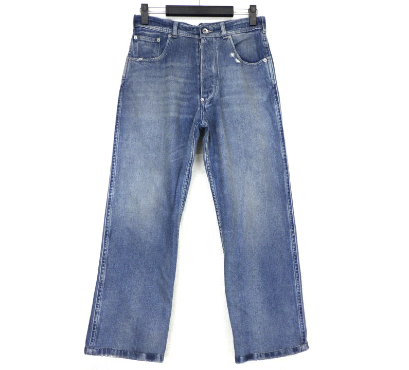 Maison Margiela メゾンマルジェラ ダメージ加工 ストレート ジーンズ ボタンフライ シンチバック デニム ジーンズ パンツ